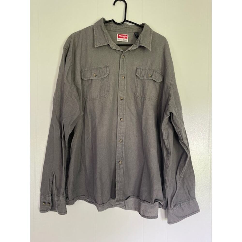 Wrangler Men's 3XL Wrangler Gray Chambray Denim‎ Shirt Long Sleeves 100% Cotton